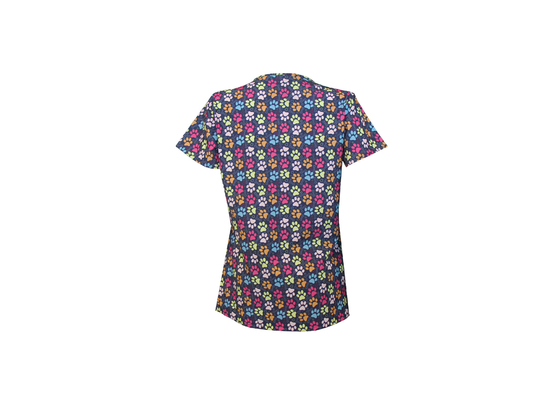 150G Short Sleeve Scrub Top Printed Women Polyester 93% Spandex 7%