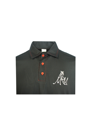 180GSM Lapel Collar T-SHIRT & POLO Red Buttons Black Long Sleeve T Shirt