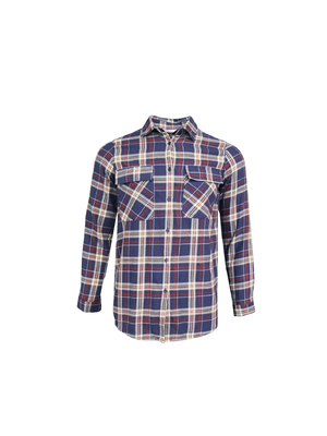 200GSM 100% Cotton Long Sleeve Checked Shirt Red And Blue Color